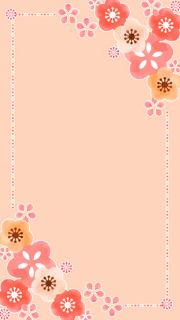 Frame of plum blossoms, vertical, size 16: 9のイラスト素材
