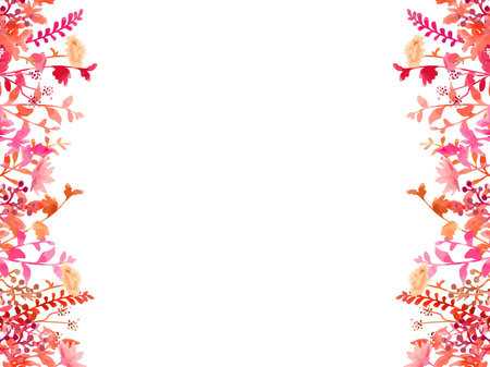 Watercolor floral frame. Hand painted watercolor flowers isolated on white background.のイラスト素材