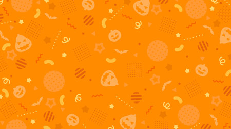 Seamless pattern with Halloween elements. Vector illustration in orange colors.のイラスト素材