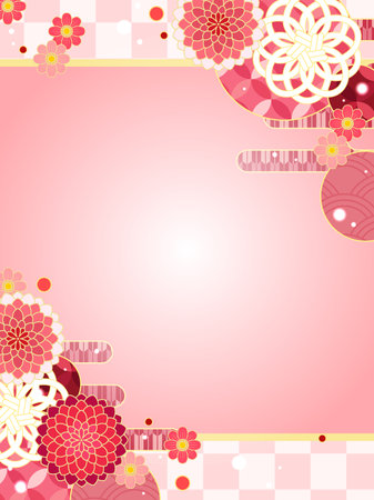 Chinese New Year background with red flowers and space for your text.のイラスト素材