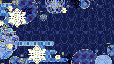 Seamless pattern with snowflakes on a blue background.のイラスト素材