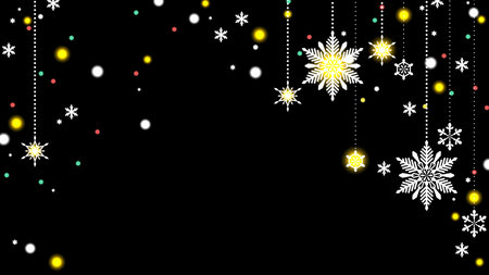 Snowflakes on a black background. Vector illustration for your design.のイラスト素材