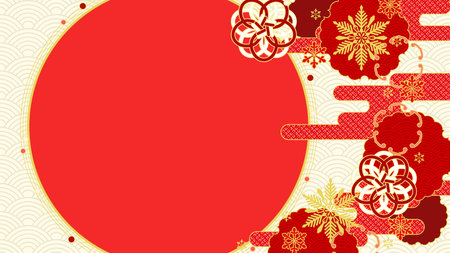 boar New Year's card Japanese pattern background, vector illustration.のイラスト素材