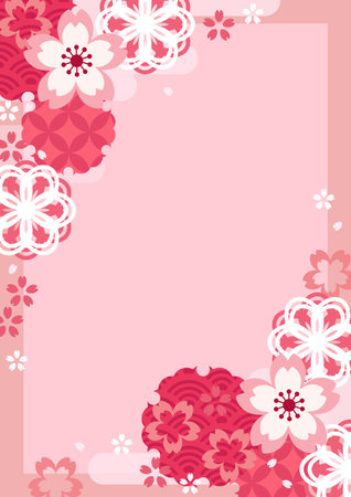 Cherry blossom frame with space for text. Vector illustration.のイラスト素材