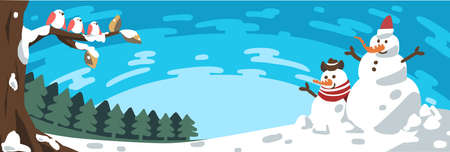 Merry Christmas and happy new year snowman background vectorのイラスト素材