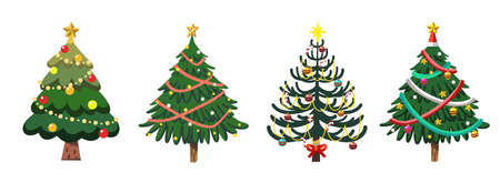 Set of Christmas tree vectorのイラスト素材