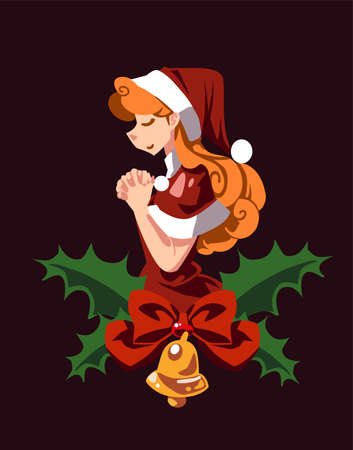 A praying santa girl vectorのイラスト素材