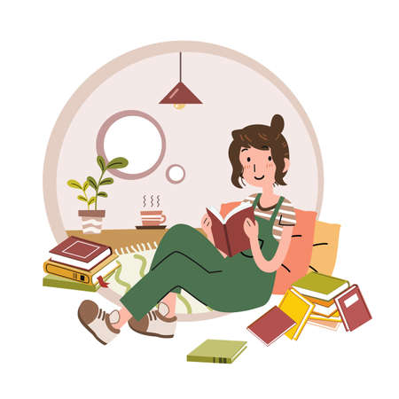 Men and women raise and holding a book and enjoy studying together on white background with text. World book day concept cartoon flat vector illustration. International literacy day.のイラスト素材