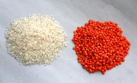 red lentils   riceの写真素材