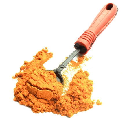 turmeric powder with  spponの写真素材