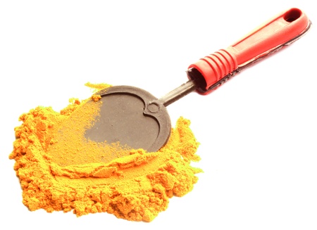 turmeric powder with  spponの写真素材