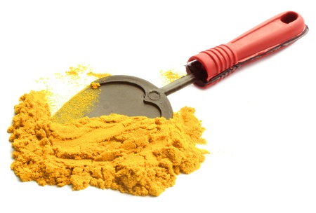 turmeric powder with  spponの写真素材