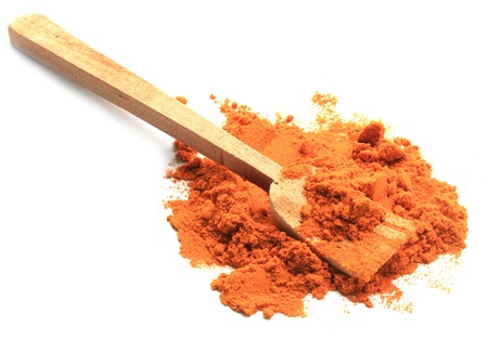 turmeric powder with wood spponの写真素材
