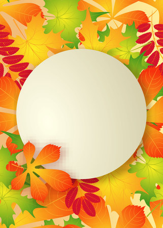 vector, pattern, frame with autumn leaves for greetings, invitations, cards, price tagsのイラスト素材