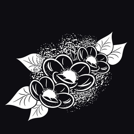 bouquet of flowers monochrome for postcards, congratulations, price tagsのイラスト素材