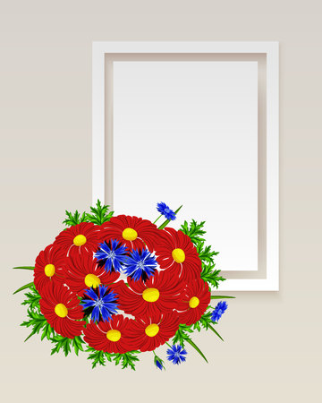 vector frame with flowers for postcard, price tag, flyerのイラスト素材