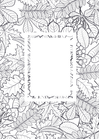 vector, pattern, frame with autumn leaves for greetings, invitations, cards, price tagsのイラスト素材