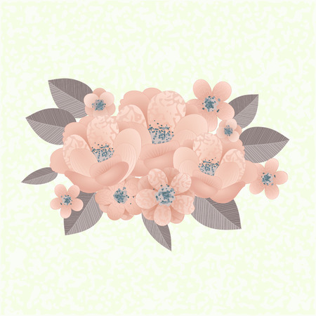 bouquet of delicate flowers for greeting card or wedding invitationのイラスト素材