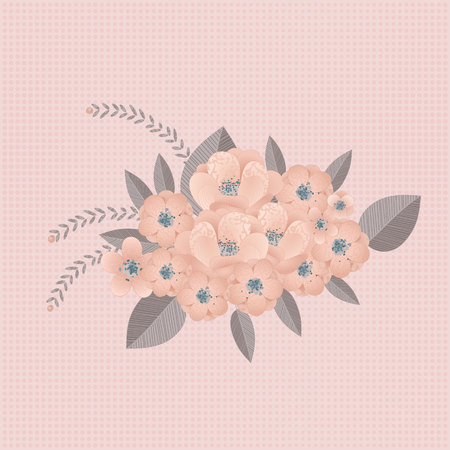 bouquet of delicate flowers for greeting card or wedding invitationのイラスト素材