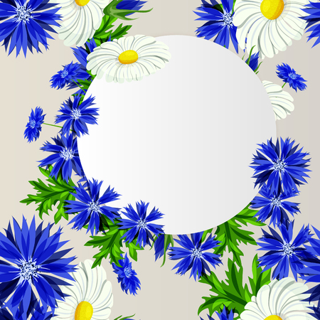 vector frame with flowers for postcard, price tag, flyerのイラスト素材