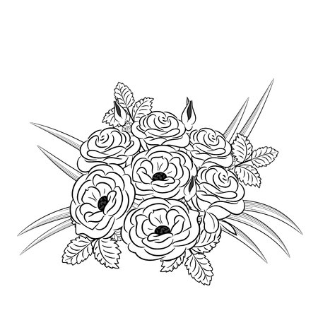 bouquet of delicate flowers for greeting card or wedding invitationのイラスト素材