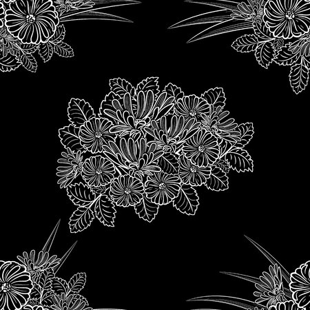 pattern of flowers for greeting card or wedding invitationのイラスト素材