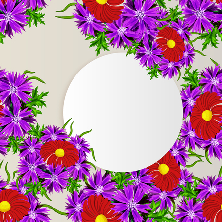 vector frame with flowers for postcard, price tag, flyerのイラスト素材