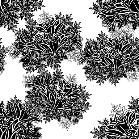 A seamless monochrome pattern of flowers for greeting cards, background and price tags.のイラスト素材