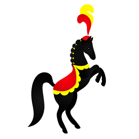 animation. A circus horse with feathers on his head. isolatedのイラスト素材
