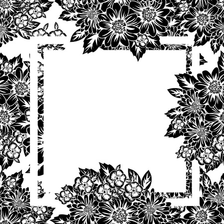 Frame with flowers for congratulations, cards, price tagsのイラスト素材