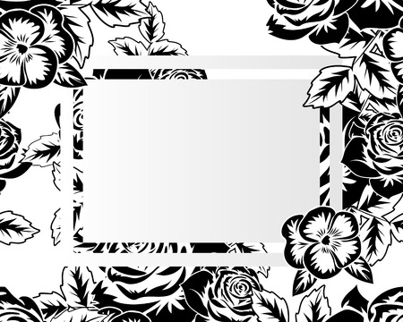 frame with flowers for congratulations, cards, price tags, flyersのイラスト素材