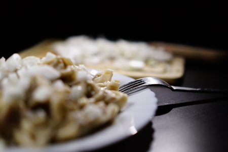 Dumplings is a Russian national dish of dough and meat fillings inside
