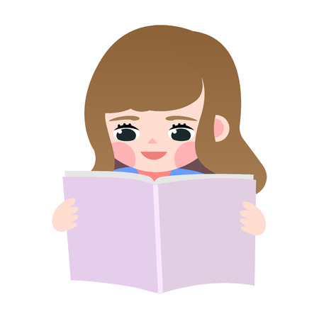 Little Girl Readingのイラスト素材