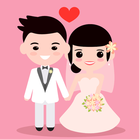 Bride and groom marryのイラスト素材