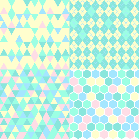 Geometric Triangle Seamless Pattern Blue and Yellow Setのイラスト素材