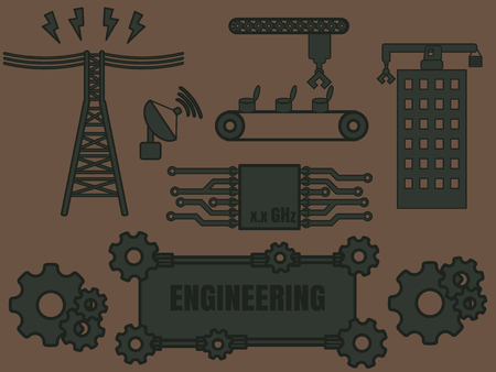 Engineering icon template with various section of engineerのイラスト素材