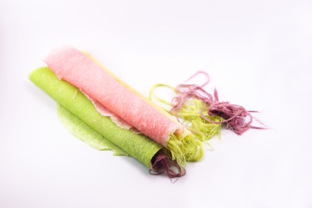 Thailand Silk pastry dough wrapped with rotiの写真素材