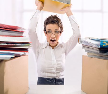 Angry businesswomanの写真素材