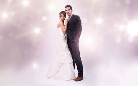 Glamour style studio wedding photoの写真素材