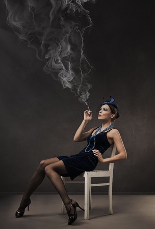 Vogue style retro portrait - 30s ladyの写真素材