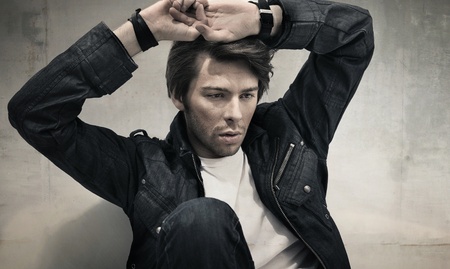 Handsome man thinking の写真素材