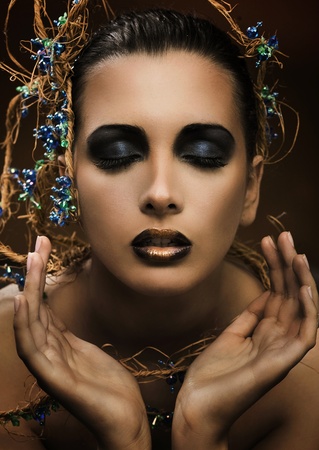 Gorgeous beauty portrait of a young brunette の写真素材