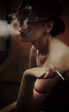 Elegant sexy lady wearing hat の写真素材
