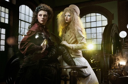 Old fashion woman with jar of thunderboltの写真素材