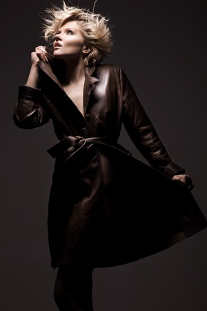 Beautiful young blond woman posingの写真素材