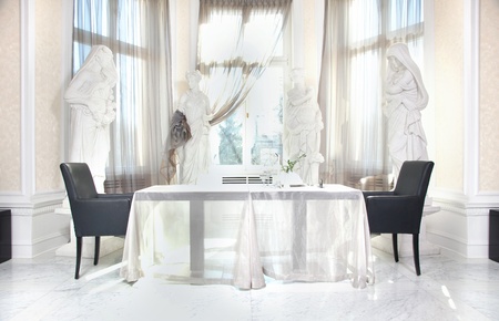 Dining room in beautiful homeの写真素材