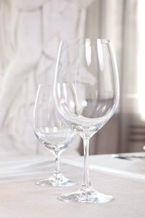 Wine glasses on the tableの写真素材