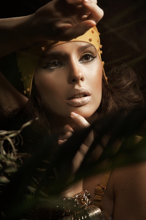 Portrait of young beauty brunette ladyの写真素材