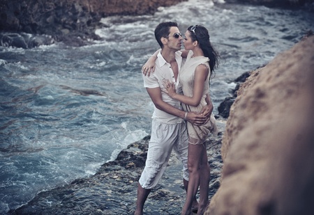 Loving couple huggingの写真素材