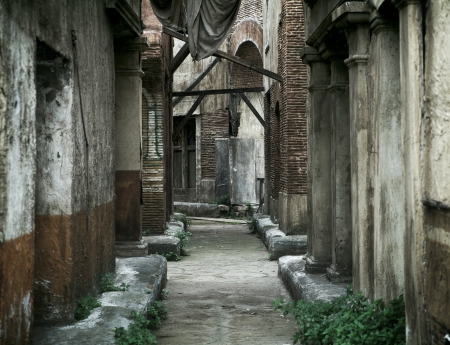 Old abandoned stone houses in ancient Romeの写真素材